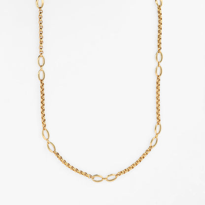 Collar cadena alterna estilo rolo con eslabones ovalados oro amarillo 18kt - 26986GV