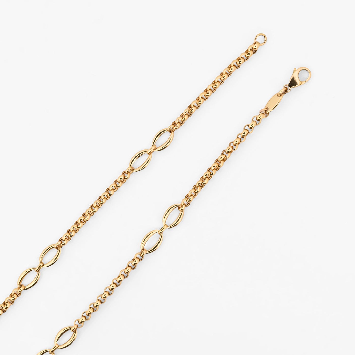 Collar cadena alterna estilo rolo con eslabones ovalados oro amarillo 18kt - 26986GV