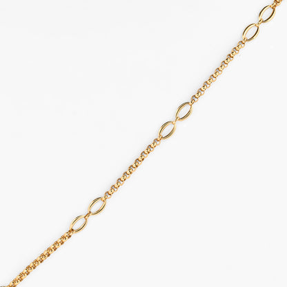 Collar cadena alterna estilo rolo con eslabones ovalados oro amarillo 18kt - 26986GV