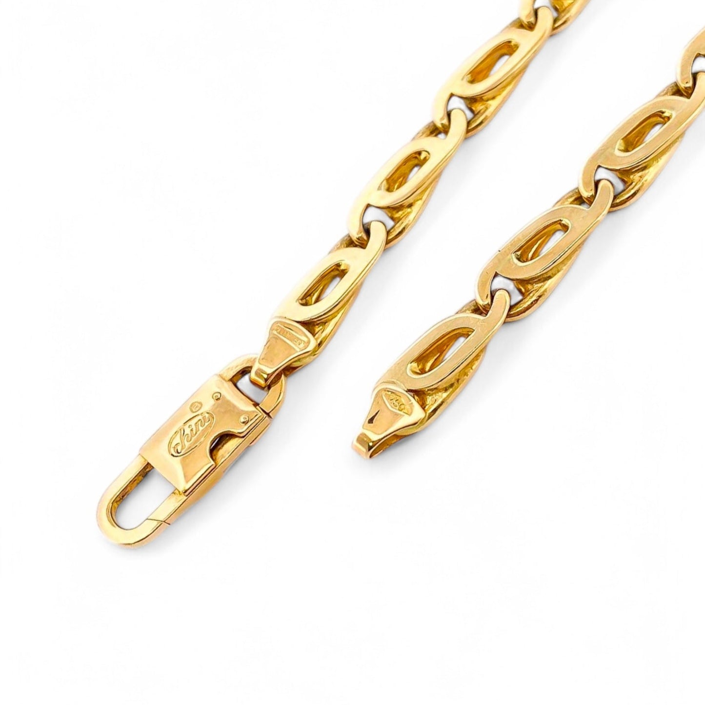 27098C - Collar cadena eslabones ojo de tigre oro 18kt - 60cm