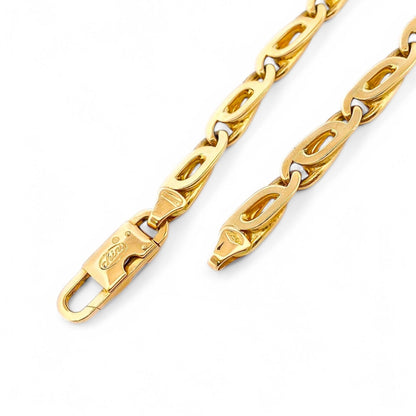 27098C - Collar cadena eslabones ojo de tigre oro 18kt - 60cm