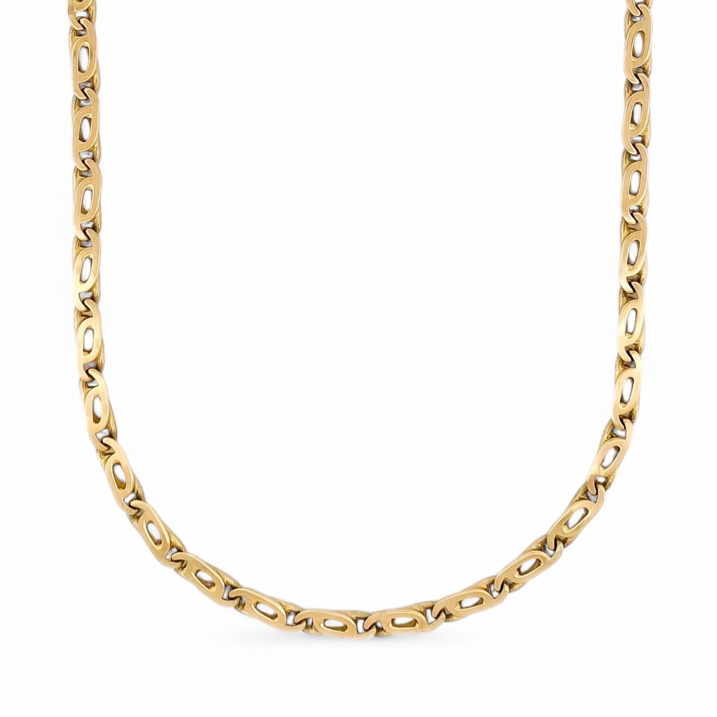 27098C - Collar cadena eslabones ojo de tigre oro 18kt - 60cm