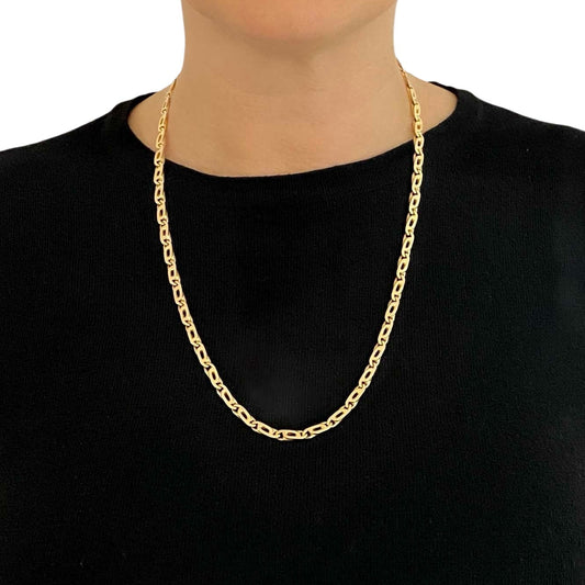 27098C - Collar cadena eslabones ojo de tigre oro 18kt - 60cm