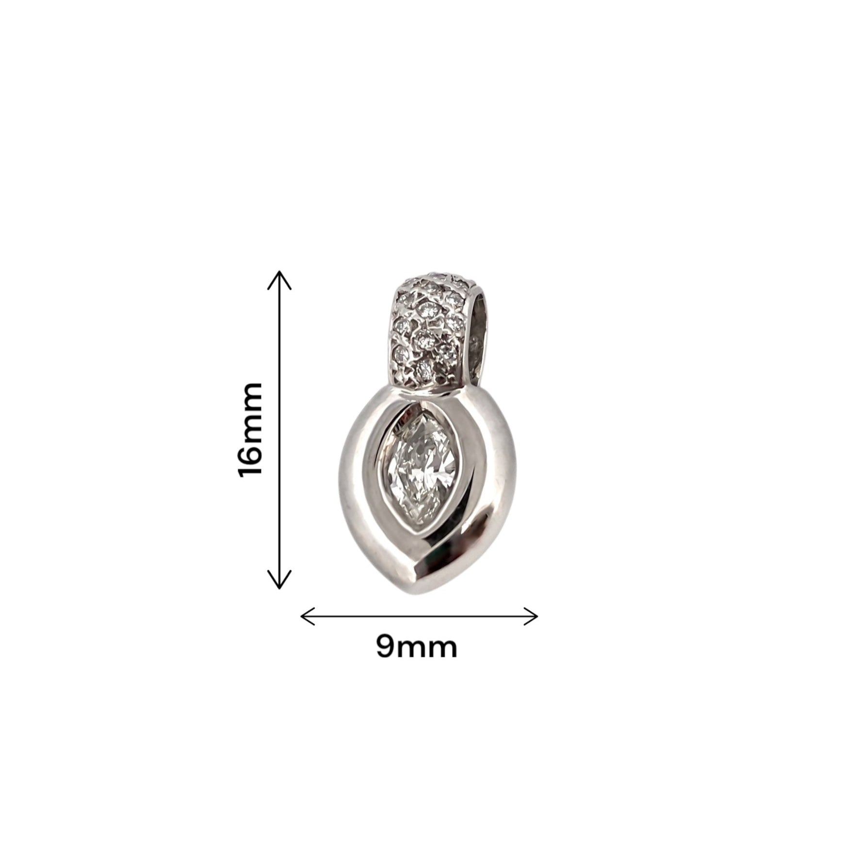 Comprar colgante en forma ovalada en oro blanco de 18kt con una valía ancha para combinar con una cadena y convertirlo en collar. Joyería Ian'Or. Envío gratis.