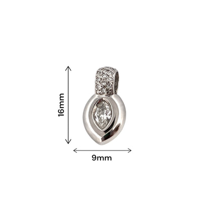 Comprar colgante en forma ovalada en oro blanco de 18kt con una valía ancha para combinar con una cadena y convertirlo en collar. Joyería Ian'Or. Envío gratis.