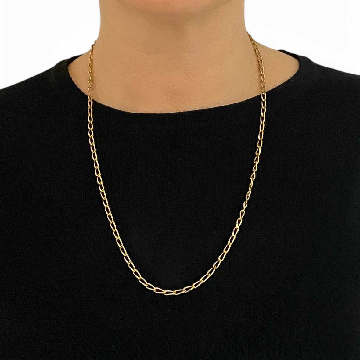 Comprar collar de oro de amarillo de 18kt con cadena barbada con eslabón alargado. de 60cm. Cadenas de oro de 18kt baratas. Envío gratis. Joyería compro oro Ian'Or.