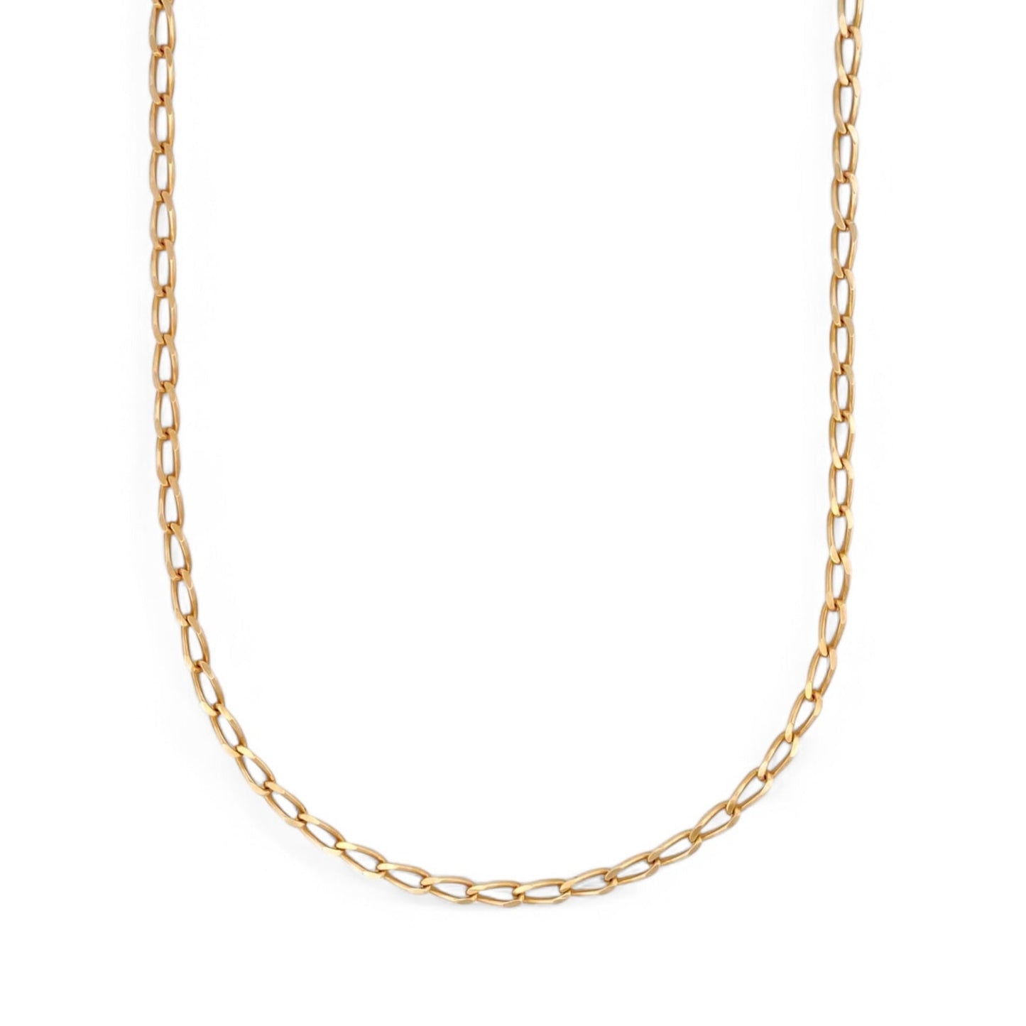 Comprar collar de oro de amarillo de 18kt con cadena barbada con eslabón alargado. de 60cm. Cadenas de oro de 18kt baratas. Envío gratis. Joyería compro oro Ian'Or.