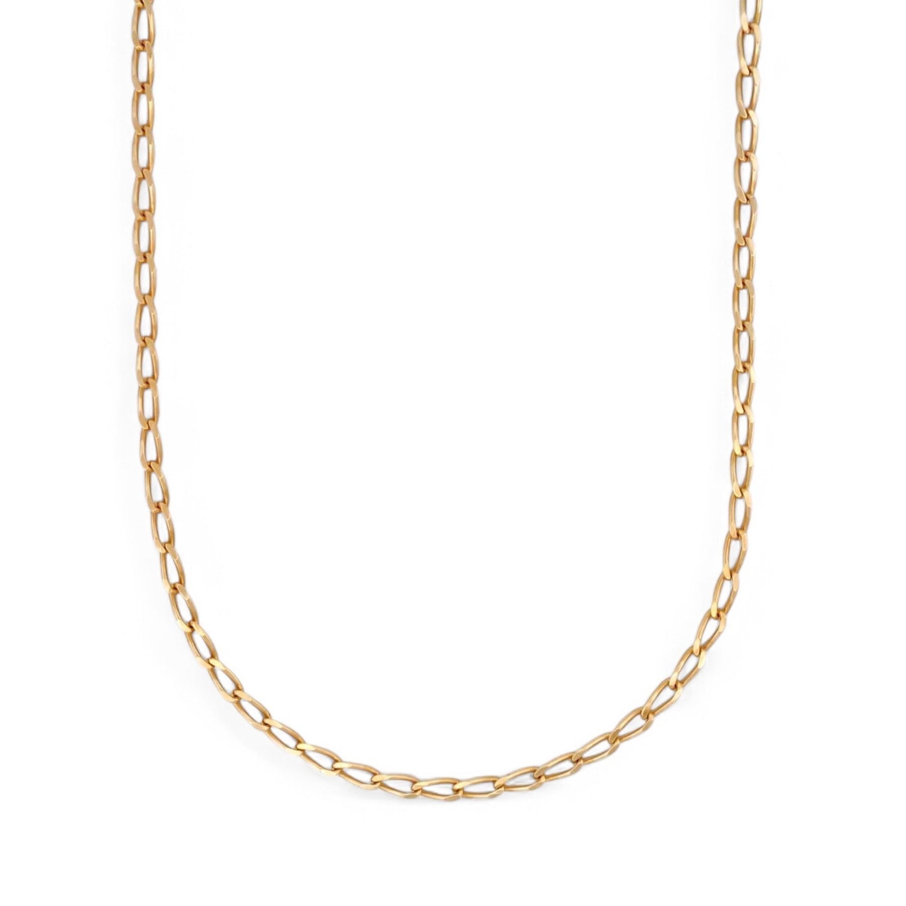 Comprar collar de oro de amarillo de 18kt con cadena barbada con eslabón alargado. de 60cm. Cadenas de oro de 18kt baratas. Envío gratis. Joyería compro oro Ian'Or.