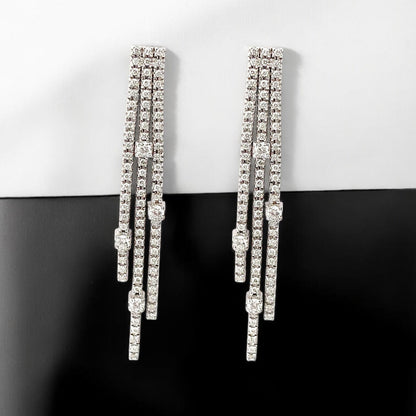 27527C - Pendientes largos Oro blanco 18kt y diamantes