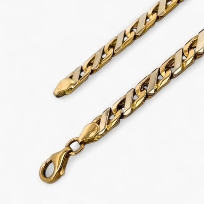 Collar cadena bicolor eslabones planos oro 18kt - 27756D
