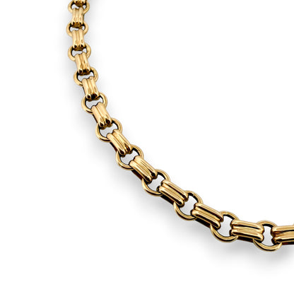 27757D - Collar cadena eslabones alternos oro 18kt -  61cm
