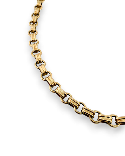 27757D - Collar cadena eslabones alternos oro 18kt -  61cm