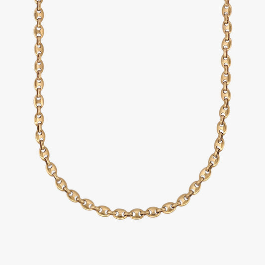 Comprar collar de oro amarillo de 18kt de cadena de calabrote. La cadena mide 50cm de largo y tiene un grosor de 4,90mm. Dispone de un cierre tipo mosquetón. Dispone de un cierre tipo mosquetón. Ian'Or.