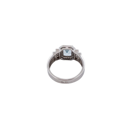 27903D - Anillo de oro blanco 18kt Aguamarina y diamantes