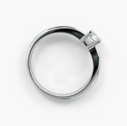 Solitario realizado en oro blanco con engaste de brillante en 4 grapas. Solitarios de oro blanco baratos, joyas de compromiso baratas