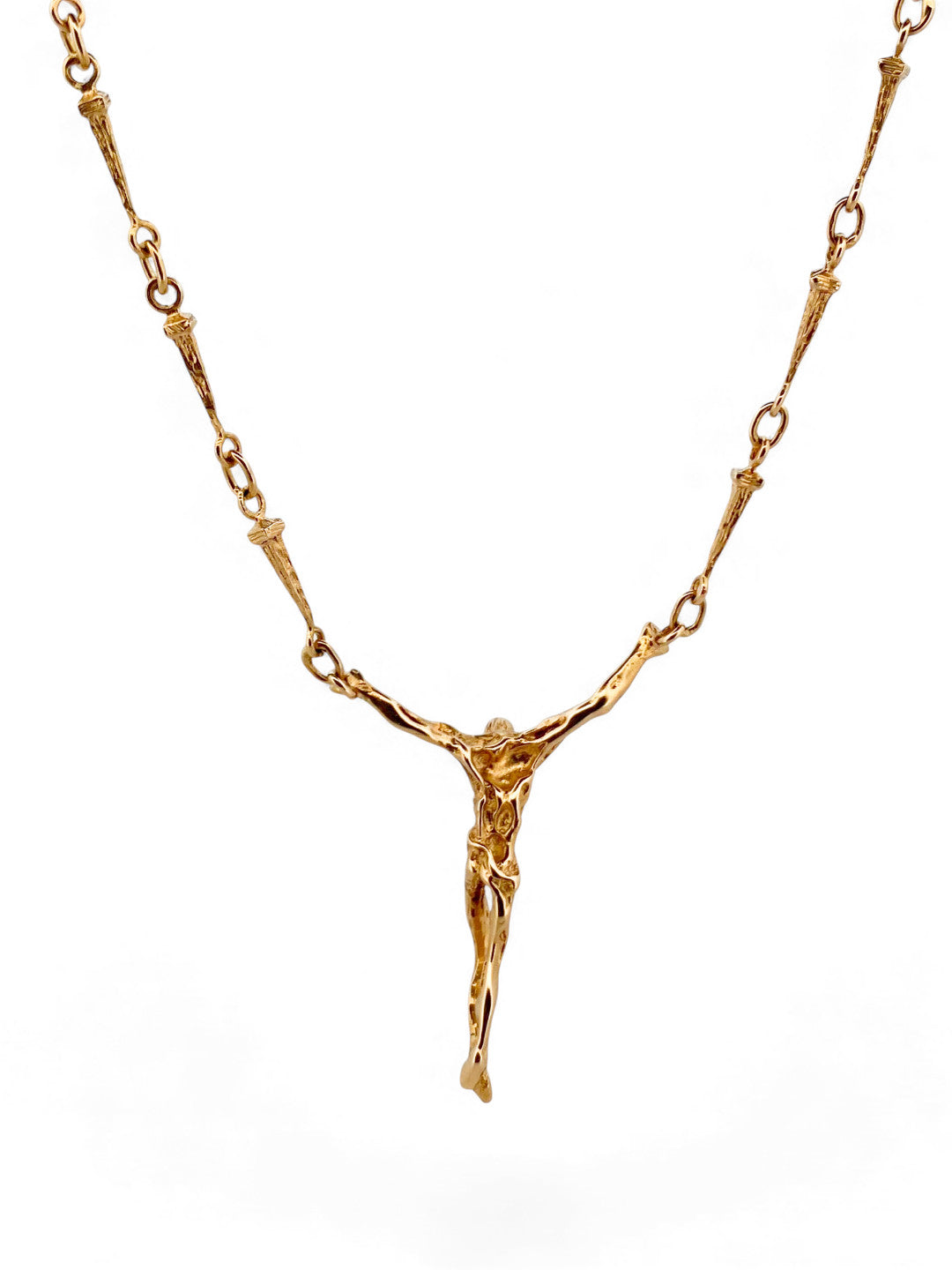 Comprar collar cadena Cristo de Dalí realizada en oro amarillo de 18kt y cierre desplegable. Regalo ideal para persona católica. Joyería Ian'Or.