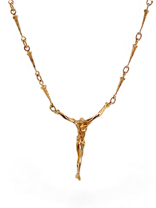 Comprar collar cadena Cristo de Dalí realizada en oro amarillo de 18kt y cierre desplegable. Regalo ideal para persona católica. Joyería Ian'Or.