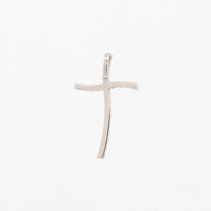 Comprar colgante en oro blanco de 18kt en forma de cruz con 22 diamantes talla brillante. Joyería Compro Oro Barcelona. Ian'Or.