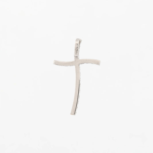 Comprar colgante en oro blanco de 18kt en forma de cruz con 22 diamantes talla brillante. Joyería Compro Oro Barcelona. Ian'Or.