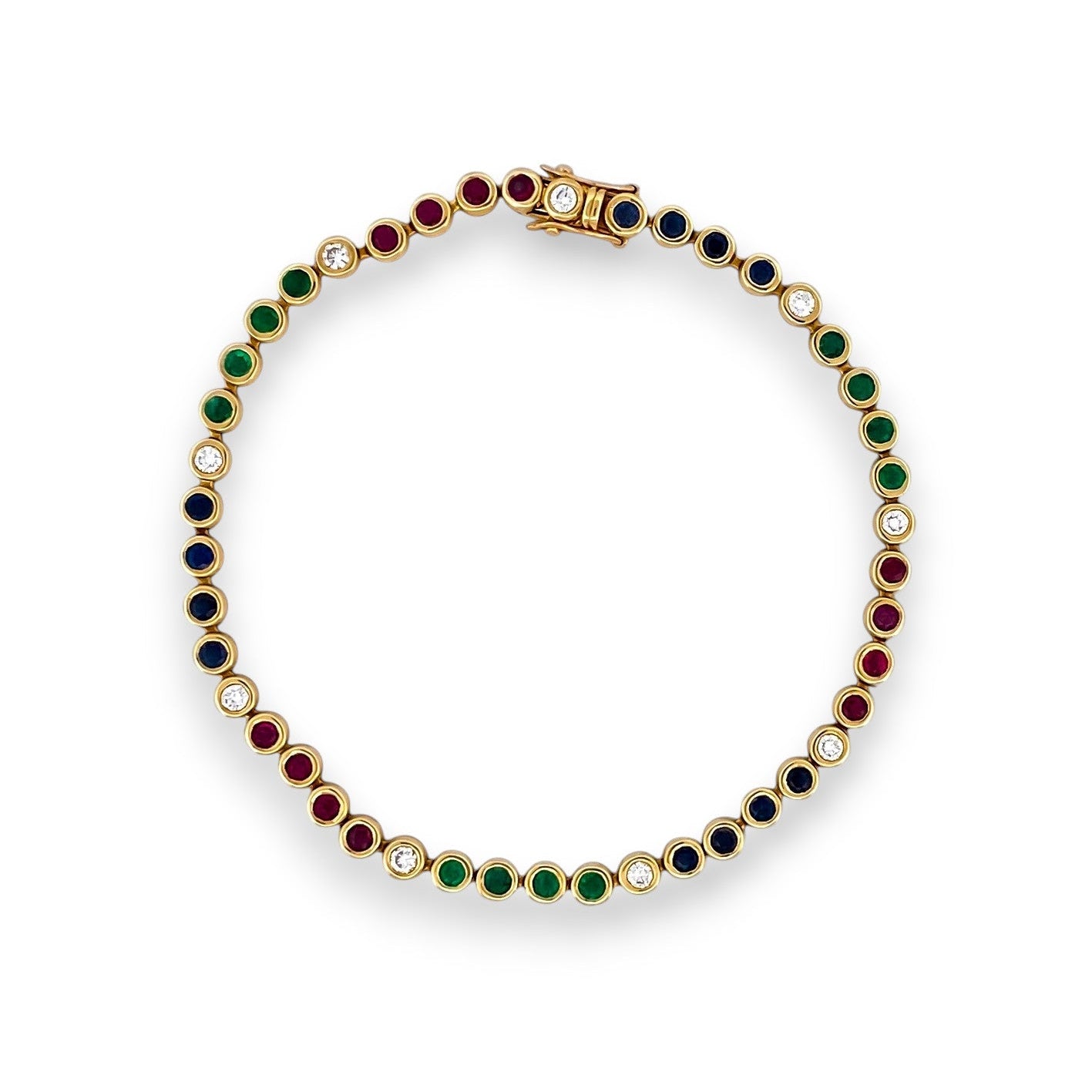 Pulsera riviere de oro 18kt rubíes esmeraldas zafiros y diamantes - 28376C