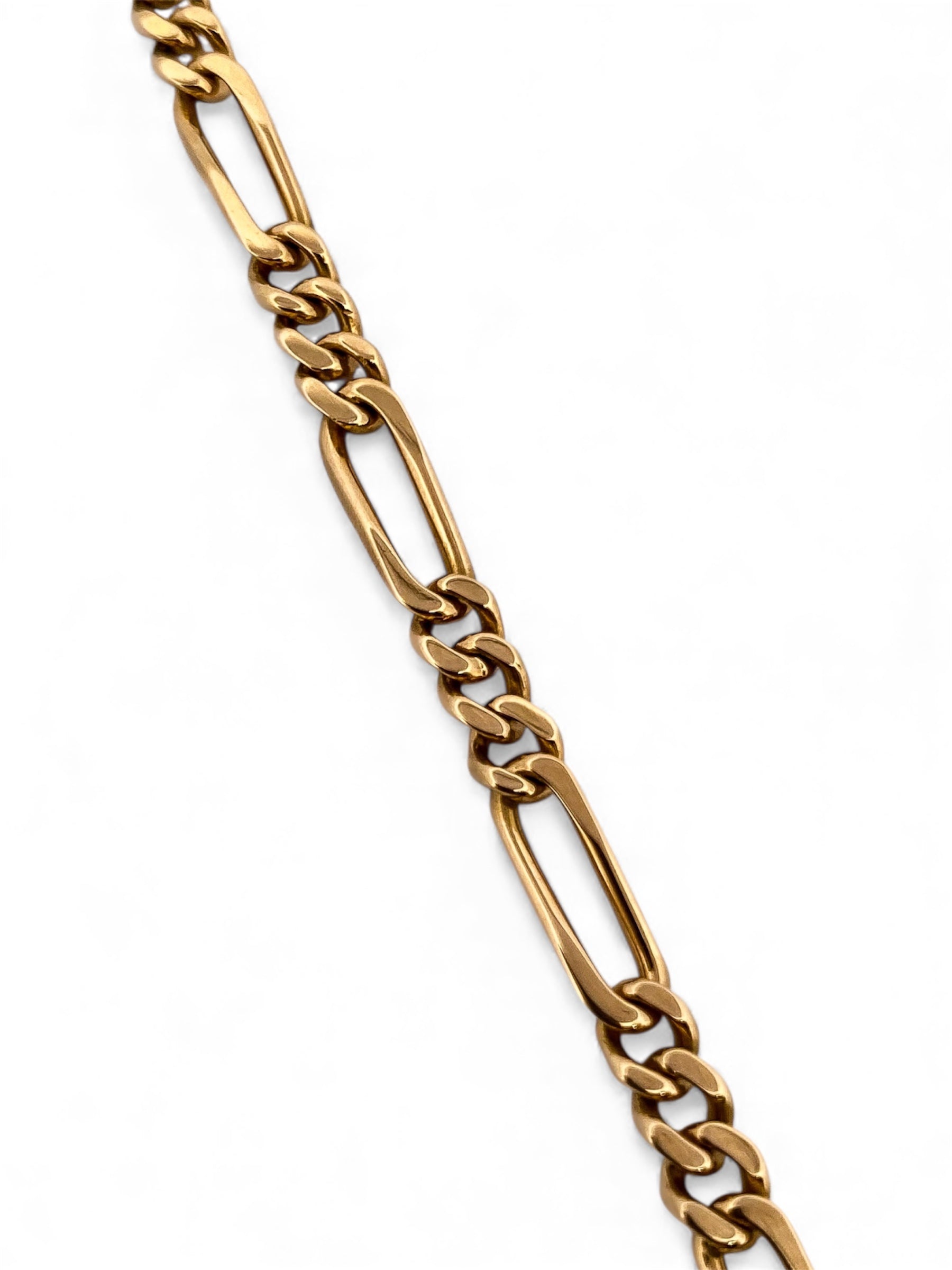 Pulsera oro amarillo de 18kt con cadena alterna barbada. La cadena mide 20cm y dispone de un cierre tipo cajon con doble brazo de seguridad. Pulseras de oro 18kt al mejor precio.