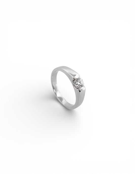 28489C - Solitario oro blanco de 18kt con brillante 0,35ct