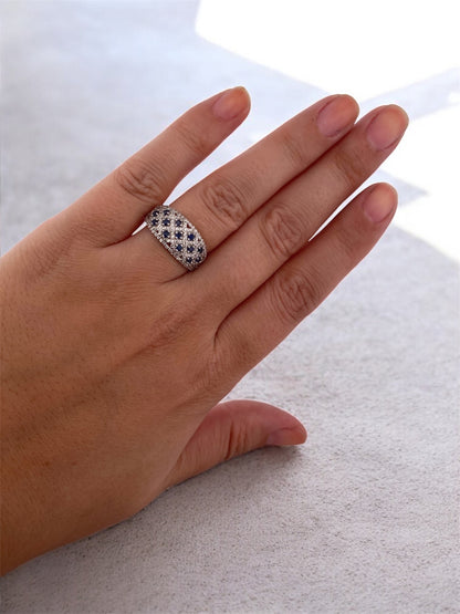 Anillo realizado en oro blanco de 18kt con pavé de diamantes. Joyas de segunda mano en Barcelona. Joyería Ian'Or. Envío gratis.