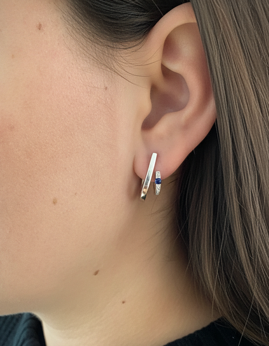 28618C - Pendientes Oro amarillo 18kt diamantes y zafiros