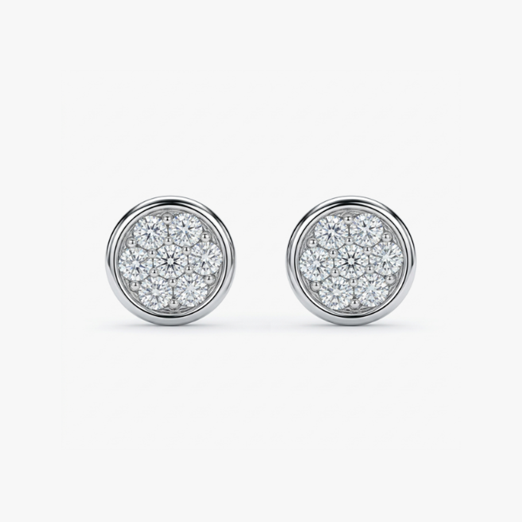 Pendientes dormilonas oro blanco 18kt y diamantes - 28622C