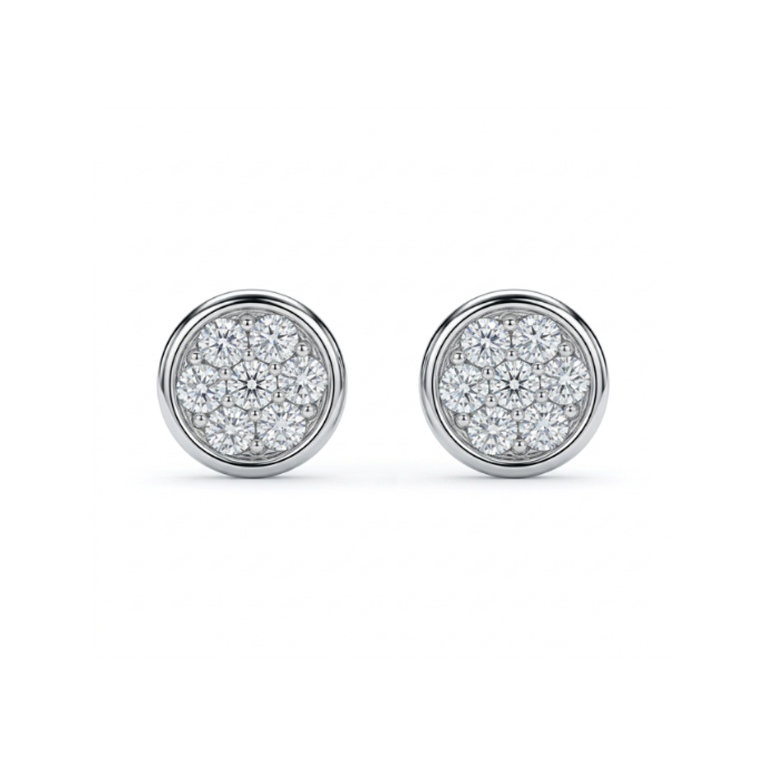 Pendientes dormilonas oro blanco 18kt y diamantes - 28622C