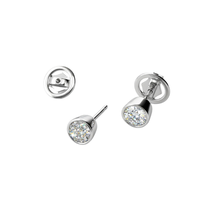 Pendientes dormilonas oro blanco 18kt y diamantes - 28622C