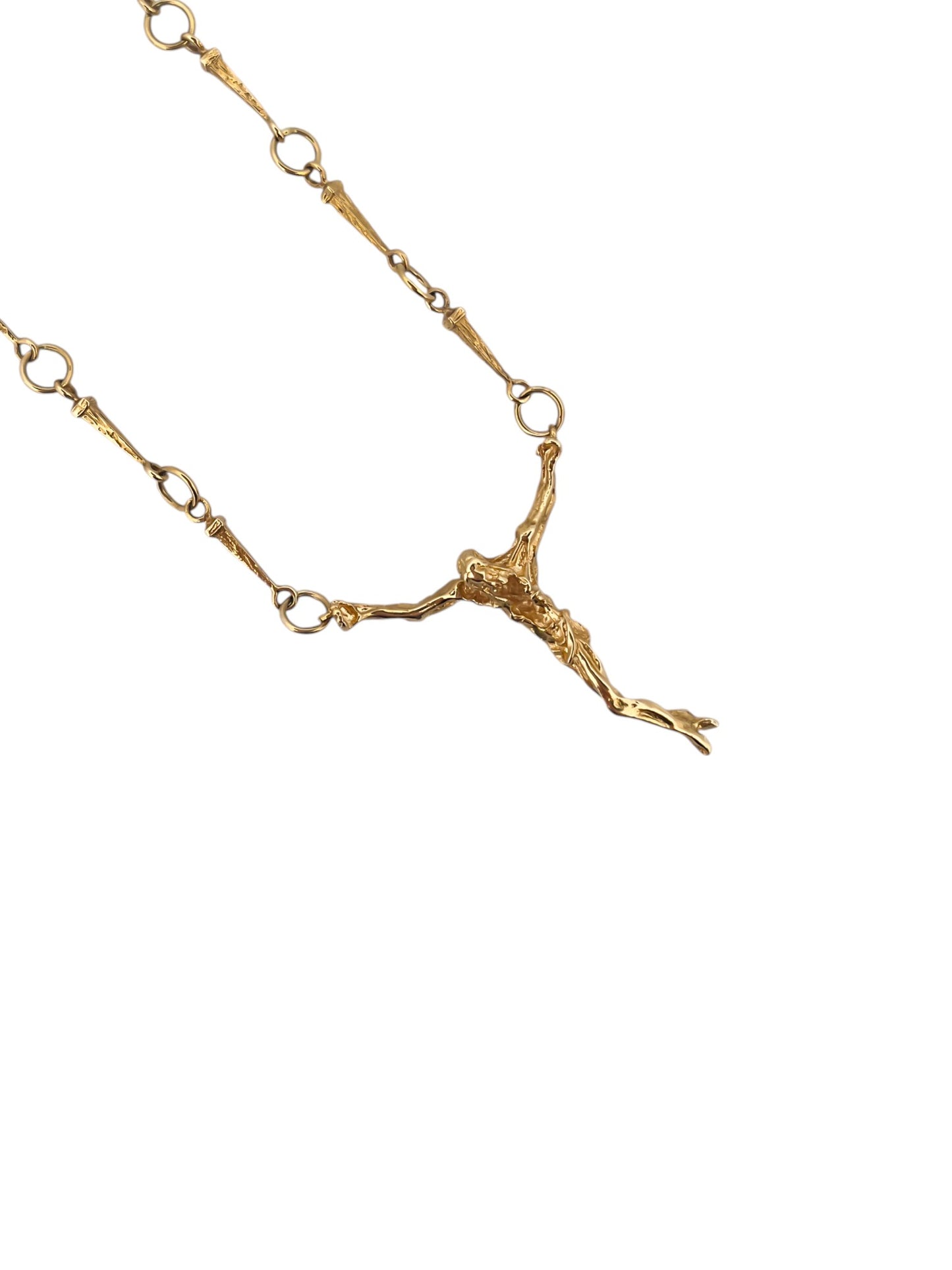 Comprar collar cadena Cristo de Dalí realizada en oro amarillo de 18kt y cierre desplegable.Regalo ideal para persona católica. Joyería Ian'Or.