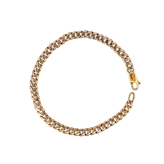 Comprar pulsera oro amarillo de 18kt con cadena tipo cubana. La pulsera mide 21,6cm de largo y 5mm de grosor. Joyas al mejor precio en Barcelona. Ian'Or.
