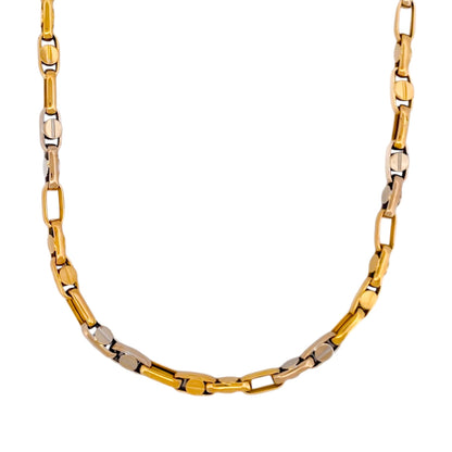 Comprar collar bicolor realizado en oro amarillo y oro blanco de 18kt con eslabones combinados intercalando los de oro amarillo con los de oro blanco. Ian'Or.