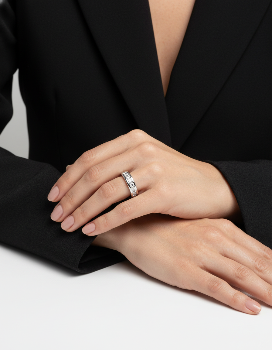 28883C - Alianza  completa brillantes oro blanco 18kt