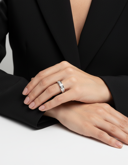 28883C - Alianza  completa brillantes oro blanco 18kt