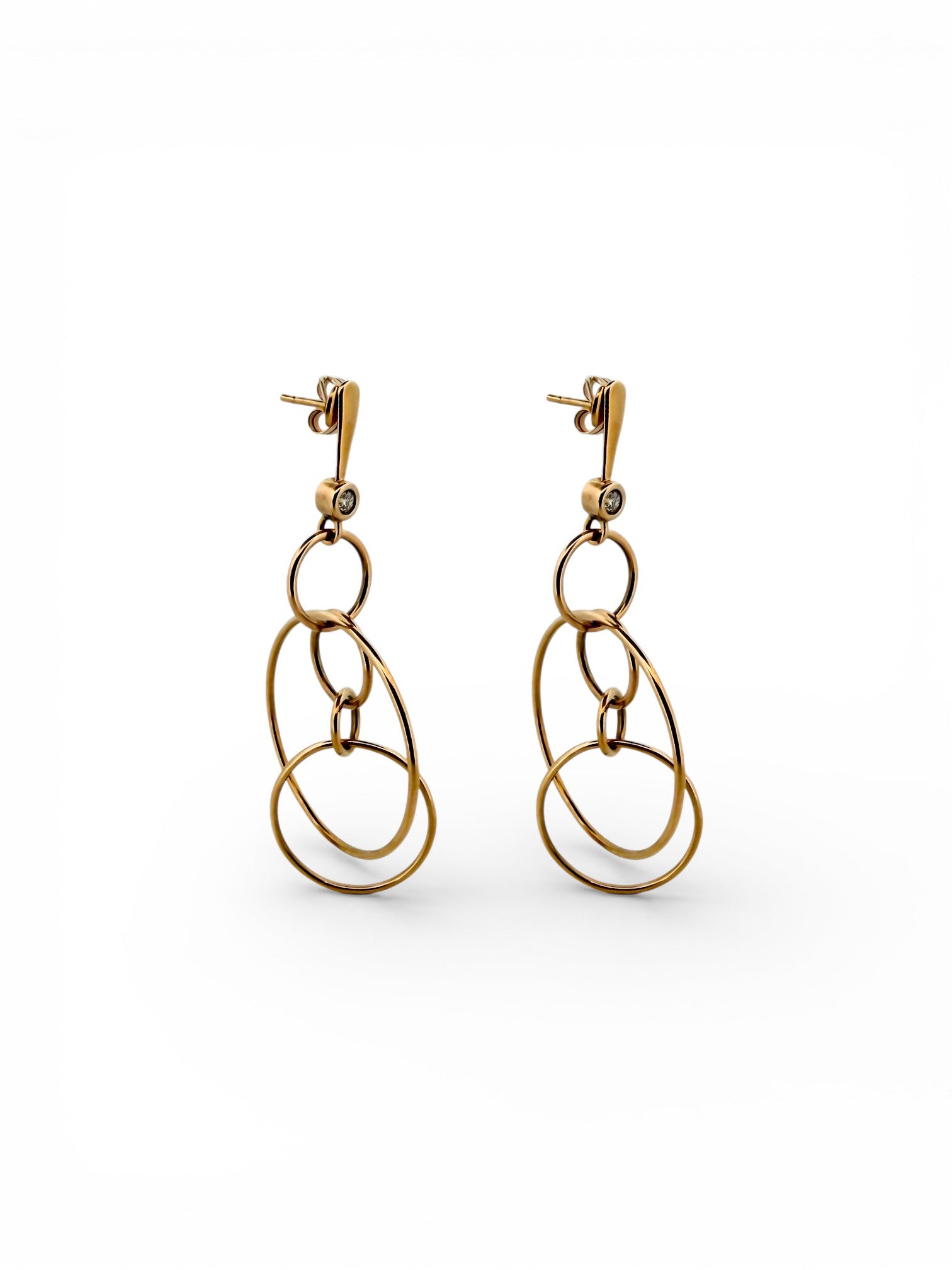 Comprar pendientes de varios aros en oro amarillo de 18kt de 40mm de alto y 35mm de ancho.Joyería Ian'Or. Envío GRATIS. Ian'Or.