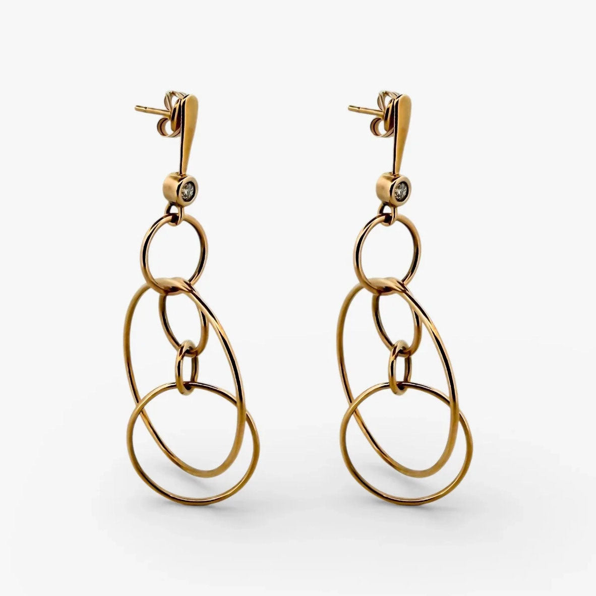 Comprar pendientes de varios aros en oro amarillo de 18kt de 40mm de alto y 35mm de ancho.Joyería Ian'Or. Envío GRATIS. Ian'Or.