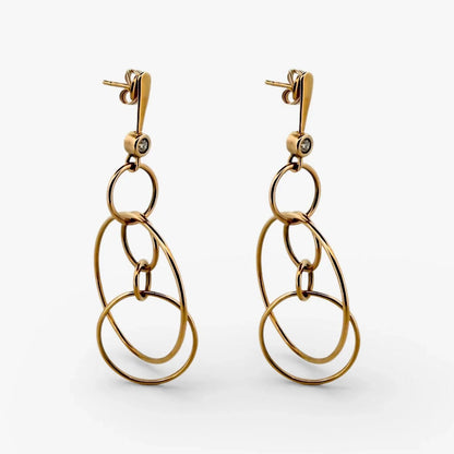 Comprar pendientes de varios aros en oro amarillo de 18kt de 40mm de alto y 35mm de ancho.Joyería Ian'Or. Envío GRATIS. Ian'Or.