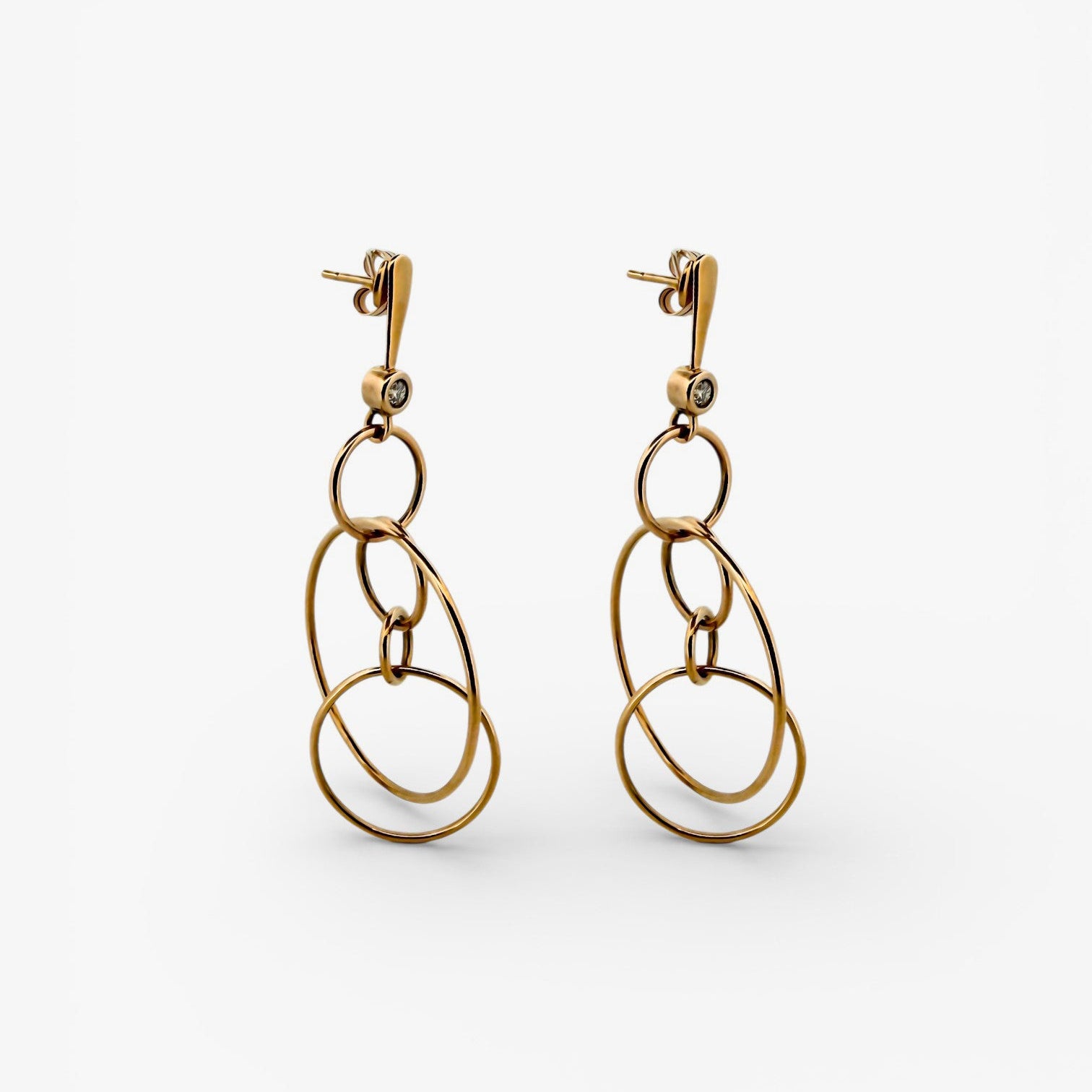 Comprar pendientes de varios aros en oro amarillo de 18kt de 40mm de alto y 35mm de ancho.Joyería Ian'Or. Envío GRATIS. Ian'Or.