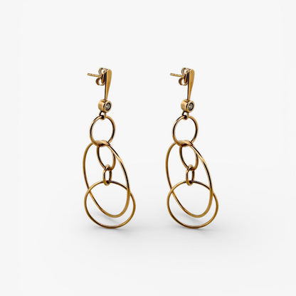 Comprar pendientes de varios aros en oro amarillo de 18kt de 40mm de alto y 35mm de ancho.Joyería Ian'Or. Envío GRATIS. Ian'Or.