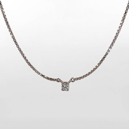 Gargantilla oro blanco 18kt con solitario brillante de 42cm - 29220C
