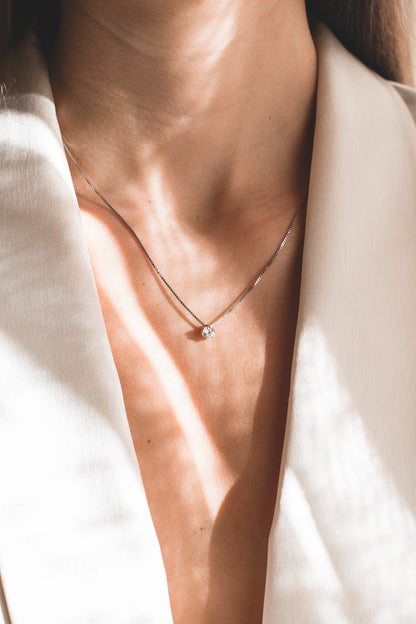 29220C - Gargantilla  oro blanco 18kt  con solitario brillante - 42cm