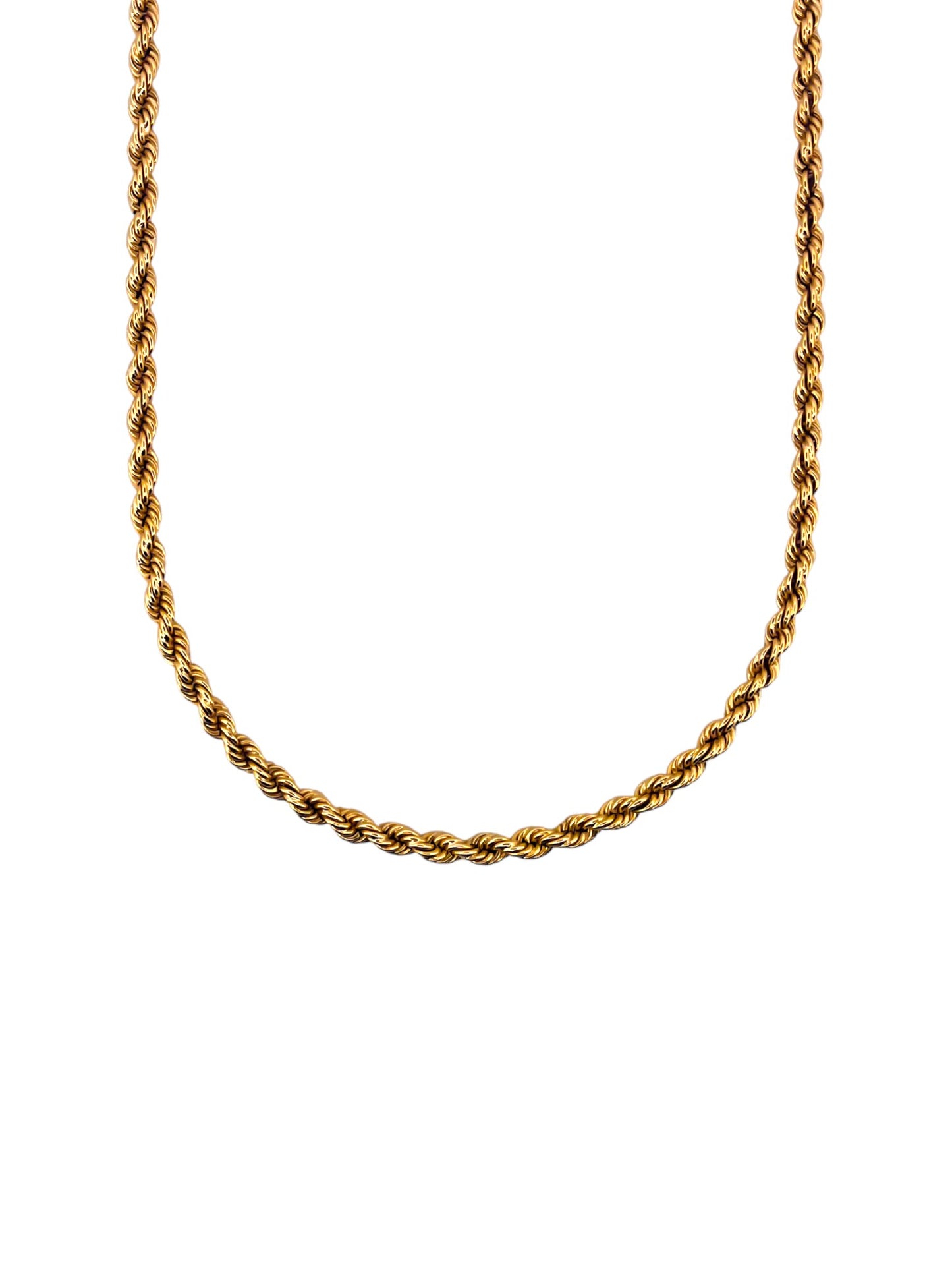 Comprar collar de oro amarillo de 18kt con cadena de cordón salomónico. La cadena mide 70cm de largo y dispone de un cierre tipo gancho. Joyería Ian'Or. Envío GRATIS.