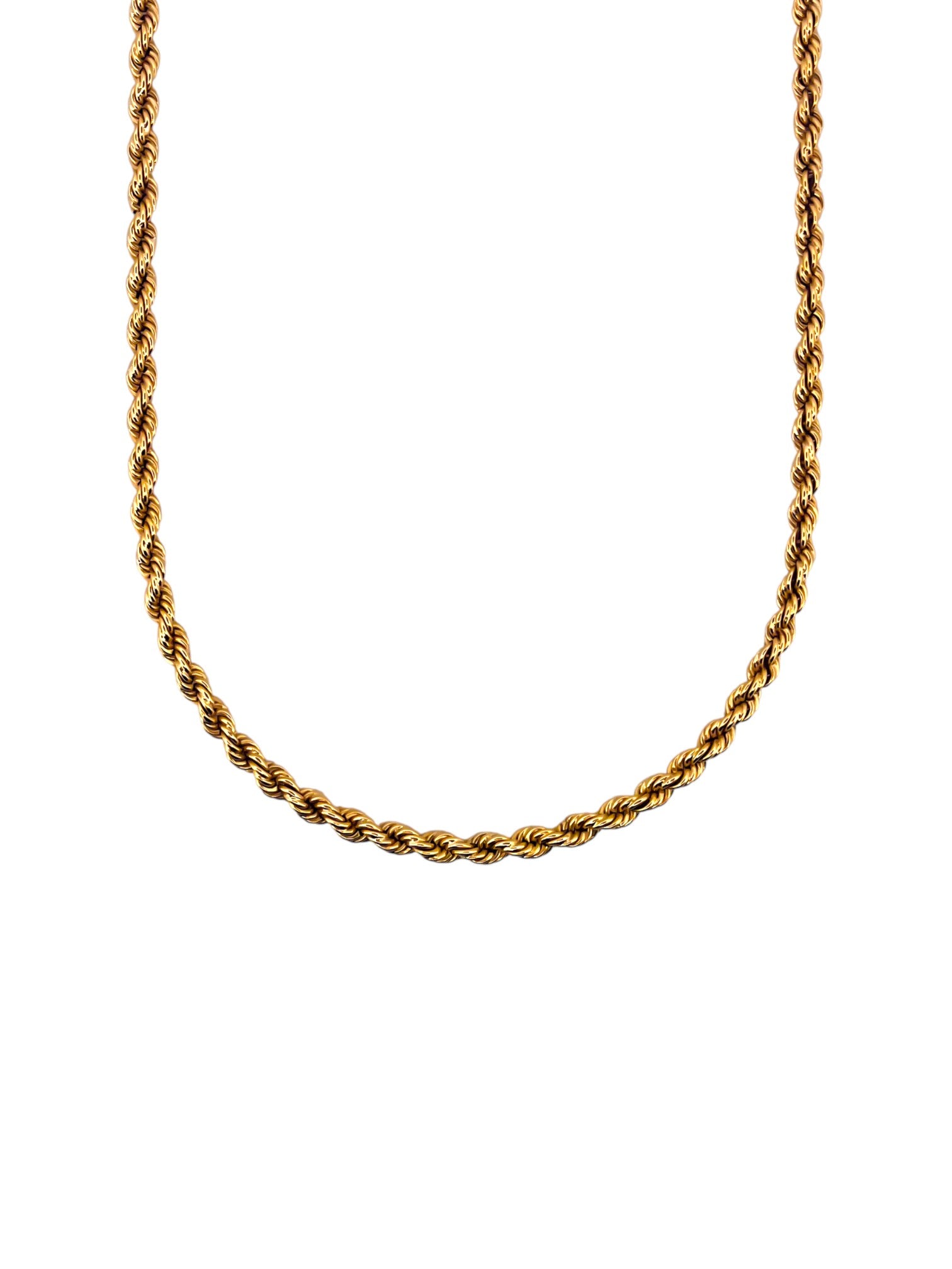 Comprar collar de oro amarillo de 18kt con cadena de cordón salomónico. La cadena mide 70cm de largo y dispone de un cierre tipo gancho. Joyería Ian'Or. Envío GRATIS.