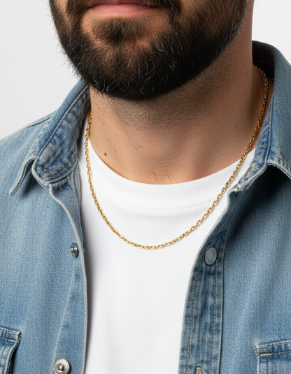 Comprar collar con cadena forzada y barras realizado en oro amarillo de 18kt con cierre tipo mosquetón. La cadena mide 51 cm largo con un grosor de 1,85mm.