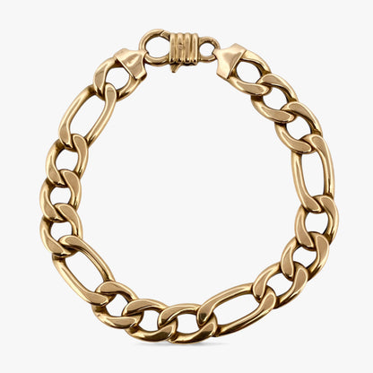 Pulsera oro amarillo de 18kt con cadena alterna barbada. La cadena mide 18cm y dispone de un cierre tipo mosquetón. Pulseras de oro 18kt al mejor precio.