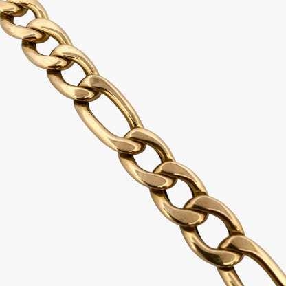 Pulsera oro amarillo de 18kt con cadena alterna barbada. La cadena mide 18cm y dispone de un cierre tipo mosquetón. Pulseras de oro 18kt al mejor precio.