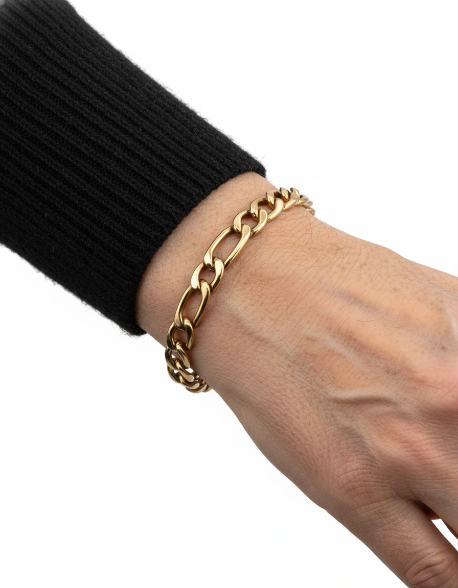 29520C - Pulsera cadena alterna barbada oro 18kt - 20cm