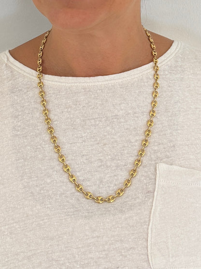 Collar de oro amarillo de 18kt de cadena de calabrote o grano de café. La cadena mide 60,5cm de largo y tiene un grosor de 6,5mm. Cadenas calabrote baratas

